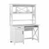 Bush Furniture Key West 48" Computer Desk With Hutch, Pure White Oak (KWD248WT-03)