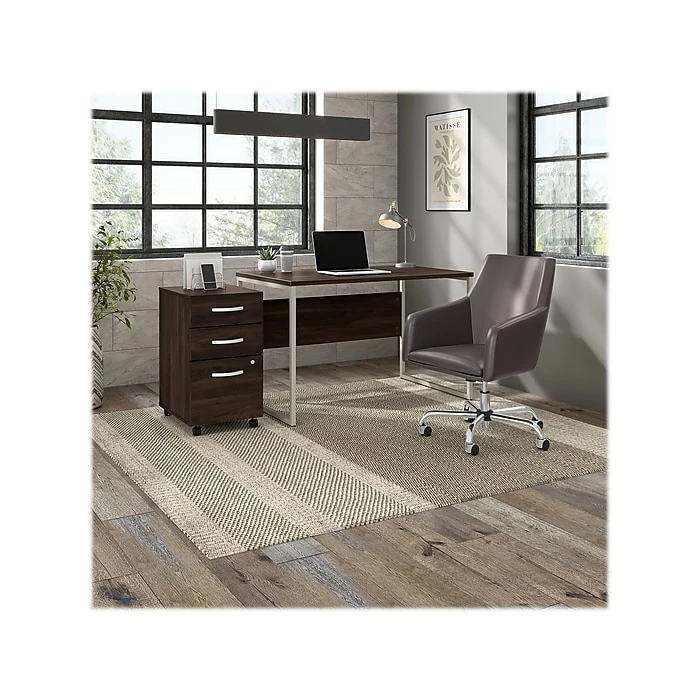 Bush Business Furniture Hybrid 48" W Computer Table Desk With Metal Legs, Black Walnut (HYD248BW) - Image 8