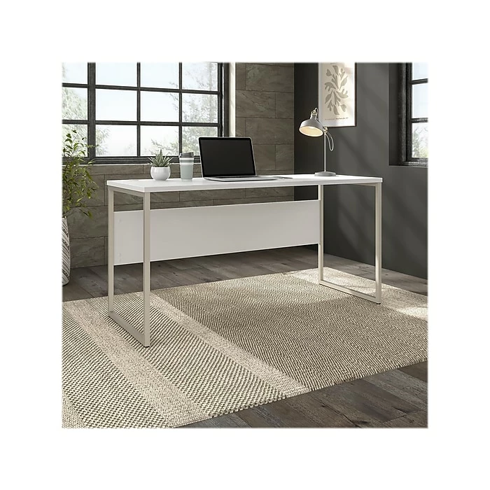 Bush Business Furniture Hybrid 60" W Computer Table Desk With Metal Legs, White (HYD260WH) - Image 2
