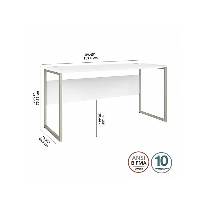 Bush Business Furniture Hybrid 60" W Computer Table Desk With Metal Legs, White (HYD260WH) - Image 4