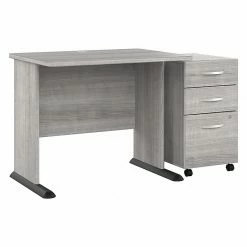 Bush Business Furniture Studio A 36"W Small Computer Desk With 3-Drawer Mobile File Cabinet, Platinum Gray (STA005PGSU)