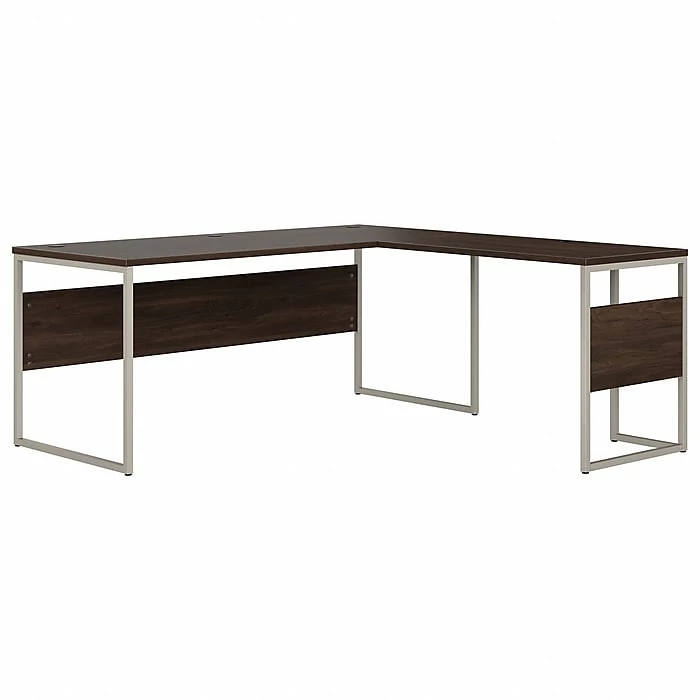 Bush Business Furniture Hybrid 72" L-Shaped Table Desk With Metal Legs, Black Walnut (HYB026BW)