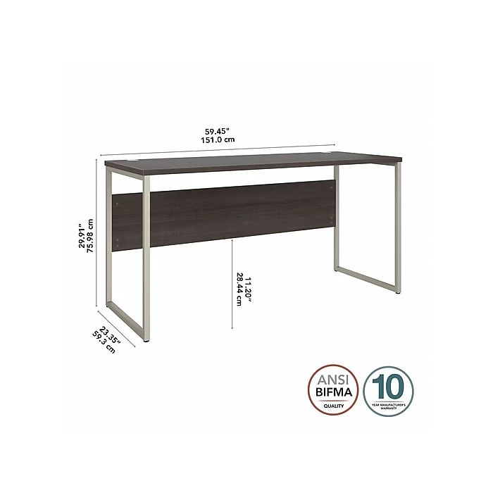 Bush Business Furniture Hybrid 60" W Computer Table Desk With Metal Legs, Storm Gray (HYD260SG) - Image 4