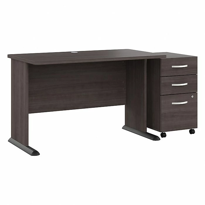 Bush Business Furniture Studio A 48"W Computer Desk With 3-Drawer Mobile File Cabinet, Storm Gray (STA001SGSU)