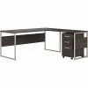 Bush Business Furniture Hybrid 72"W L-Shaped Table Desk With Mobile File Cabinet, Storm Gray (HYB028SGSU)