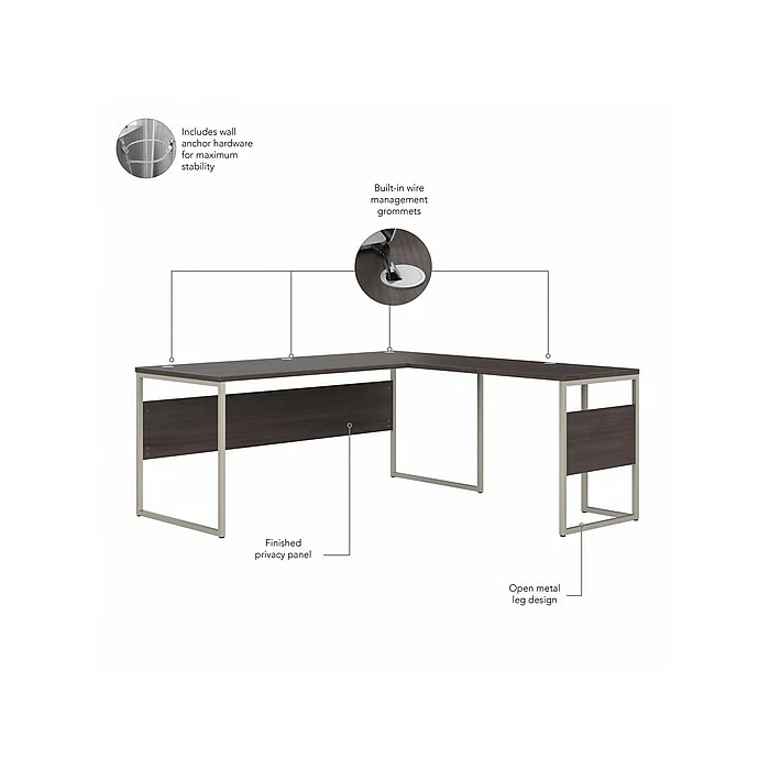 Bush Business Furniture Hybrid 72"W L-Shaped Table Desk With Mobile File Cabinet, Storm Gray (HYB028SGSU) - Image 3