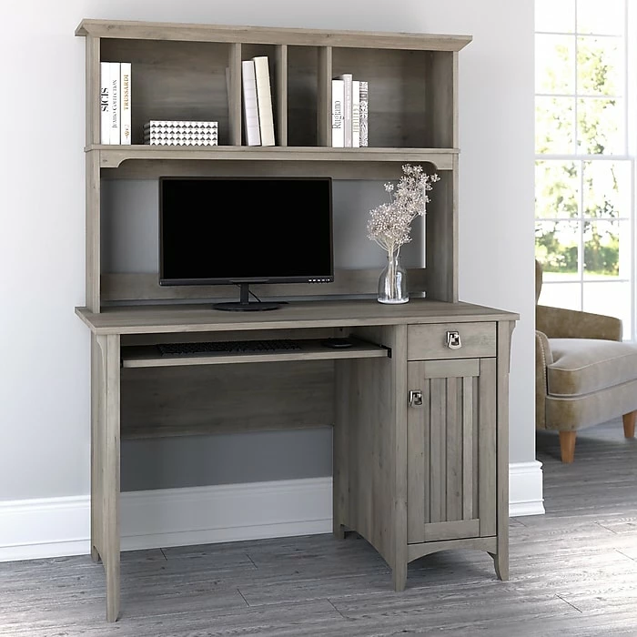 Bush Furniture Salinas 48" Computer Desk With Hutch, Driftwood Gray (MY72508-03) - Image 2