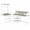 Bush Furniture Mayfield 54" Computer Desk With Shelves, Desktop Organizer, Lateral File, Hutch, Pure White/Gray (MAY007GW2)