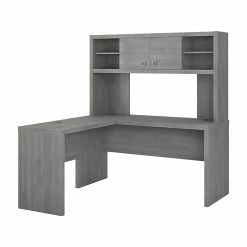 Office By Kathy Ireland® Office By Kathy Ireland Echo 60"W L-Shaped Desk With Hutch, Modern Gray (ECH031MG)