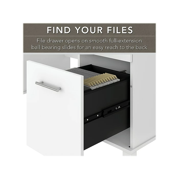 Bush Furniture Somerset 60"W Office Desk With Lateral File Cabinet And 5-Shelf Bookcase, White (SET013WH) - Image 3