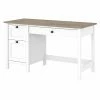 Bush Furniture Mayfield 54" Computer Desk With Drawers, Pure White/Shiplap Gray (MAD254GW2-03)