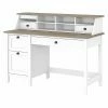 Bush Furniture Mayfield 54" Computer Desk With Drawers And Desktop Organizer, Pure White/Shiplap Gray (MAY003GW2)
