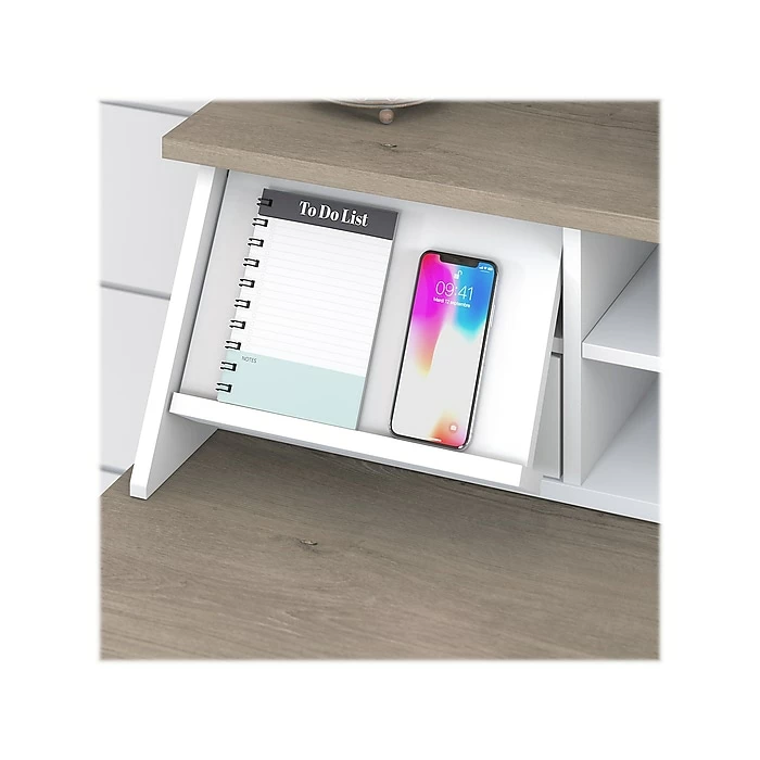 Bush Furniture Mayfield 54" Computer Desk With Drawers And Desktop Organizer, Pure White/Shiplap Gray (MAY003GW2) - Image 7