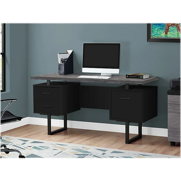 Monarch 60" Computer Desk, Black/Gray (I 7415) - Image 2