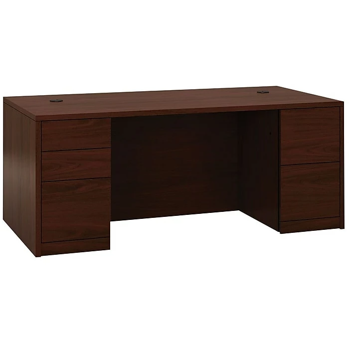 HON® 10500 Series™ Double Pedestal Desk With Full Pedestals, 29 1/2"H X 72"W X 36"D, Mahogany (105890NN)