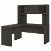 Office By Kathy Ireland® Echo 60"W L-Shaped Desk With Hutch, Charcoal Maple (ECH031CM)