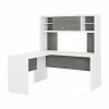 Office By Kathy Ireland® Office By Kathy Ireland Echo 60"W L-Shaped Desk With Hutch, Pure White/Modern Gray (ECH031WHMG)
