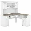 Bush Furniture Fairview 60" L-Shaped Desk With Hutch, Shiplap Gray/Pure White (FV004G2W)