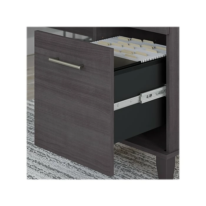 Bush Furniture Somerset 72"W L-Shaped Desk With Hutch, Lateral File Cabinet And Bookcase, Storm Gray (SET012SG) - Image 5