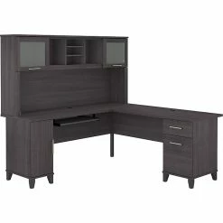 Bush Furniture Somerset 72"W L-Shaped Desk With Hutch, Storm Gray (SET001SG)