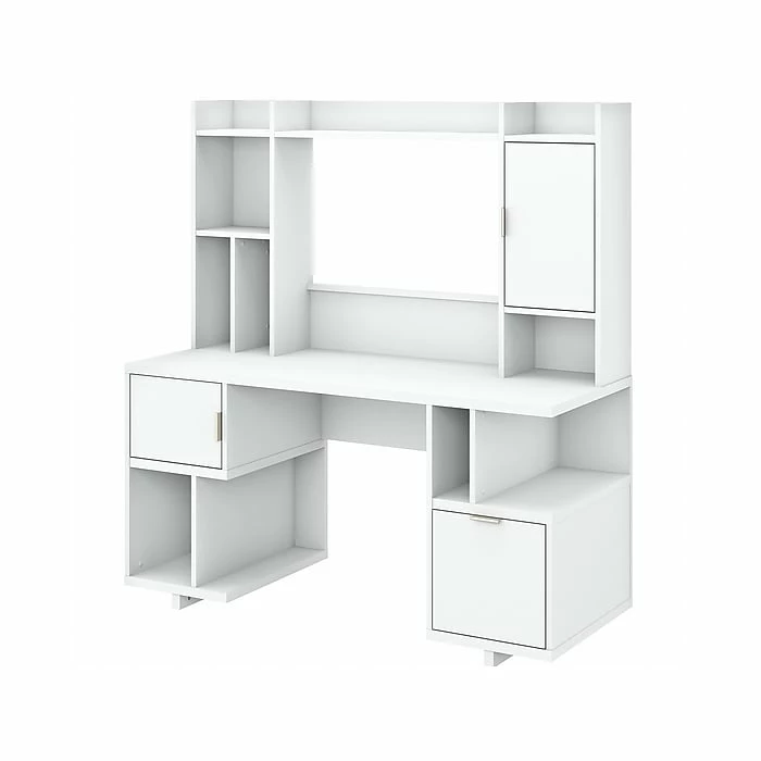 Kathy Ireland® Home By Bush Furniture Madison Avenue 60" Computer Desk With Hutch, Pure White (MDS004PW)