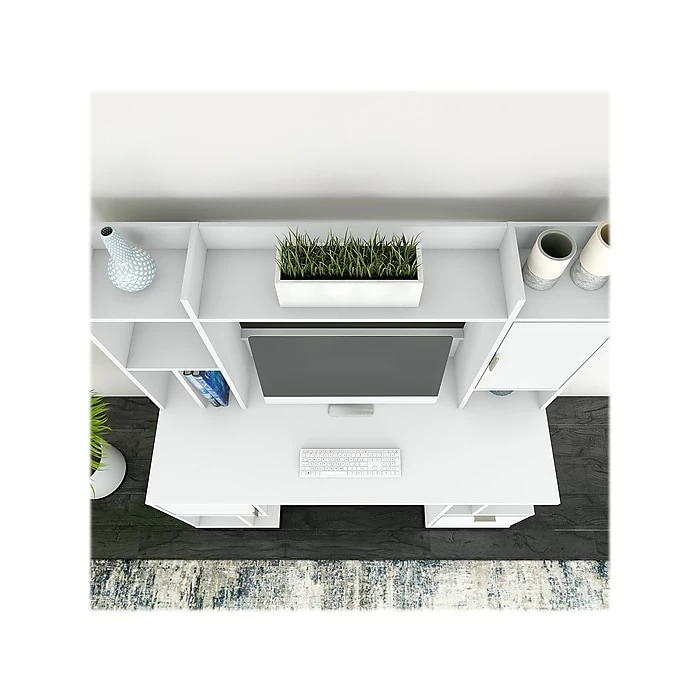 Kathy Ireland® Home By Bush Furniture Madison Avenue 60" Computer Desk With Hutch, Pure White (MDS004PW) - Image 3