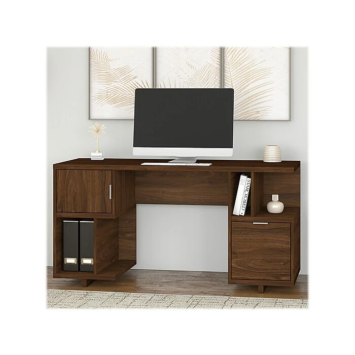 Kathy Ireland® Home By Bush Furniture Madison Avenue 60" Computer Desk, Modern Walnut (MDD260MW-03) - Image 2