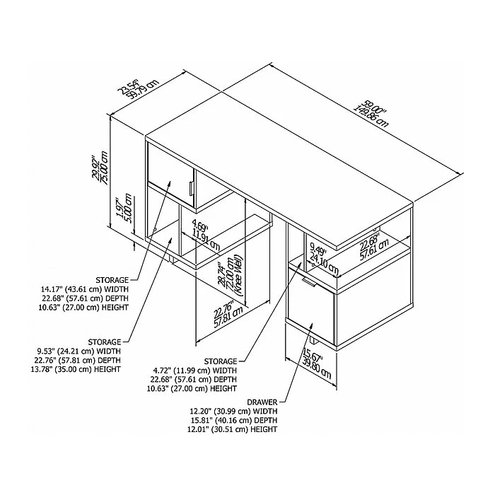 Kathy Ireland® Home By Bush Furniture Madison Avenue 60" Computer Desk, Modern Walnut (MDD260MW-03) - Image 5