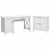 Bush Furniture Key West 54"W Computer Desk With Storage And 2 Drawer Lateral File Cabinet, Pure White Oak (KWS008WT)
