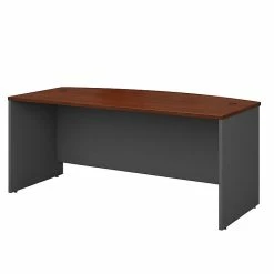 Bush Business Furniture Westfield 72W X 36D Bow Front Desk, Hansen Cherry/Graphite Gray (WC24446)