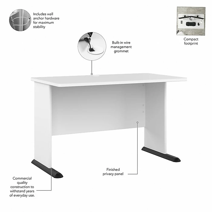 Bush Business Furniture Studio A 48"W Computer Desk, White (SDD248WH) - Image 3