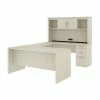 Bestar Logan 66W U Or L-Shaped Executive Office Desk With Pedestal And Hutch, White Chocolate (46410-31)