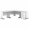 Bush Business Furniture Studio A 83"W Corner Computer Desk With 3-Drawer Mobile File Cabinet, White (STA003WHSU)