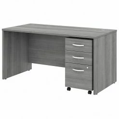 Bush Business Furniture Studio C 60W X 30D Office Desk With Mobile File Cabinet, Platinum Gray (STC014PGSU)