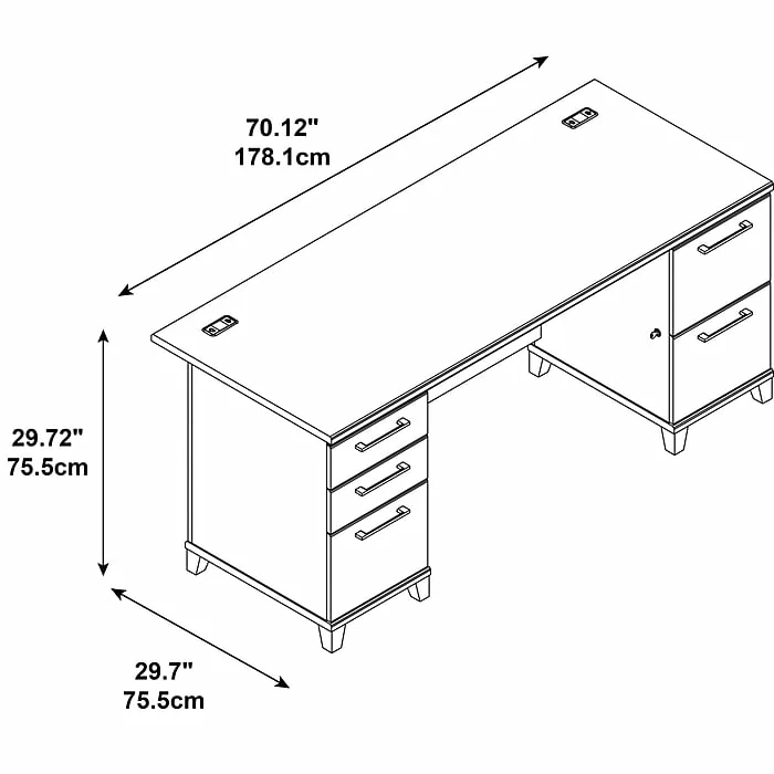 Bush Business Furniture Enterprise 72W Double Pedestal Desk, Harvest Cherry (2972CS-03K) - Image 5