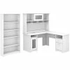 Bush Furniture Cabot 60" L-Shaped Desk With Hutch And 5-Shelf Bookcase, White (CAB011WHN)