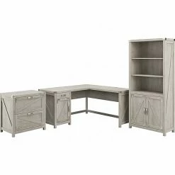 Kathy Ireland® Home By Bush Furniture Cottage Grove 60" L-Shaped Desk With Storage, Cottage White (CGR005CWH)