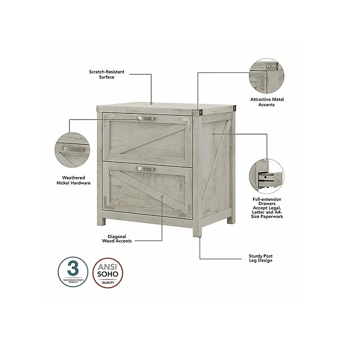 Kathy Ireland® Home By Bush Furniture Cottage Grove 60" L-Shaped Desk With Storage, Cottage White (CGR005CWH) - Image 4