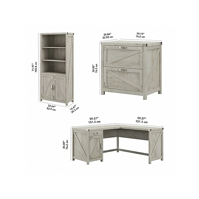 Kathy Ireland® Home By Bush Furniture Cottage Grove 60" L-Shaped Desk With Storage, Cottage White (CGR005CWH) - Image 5