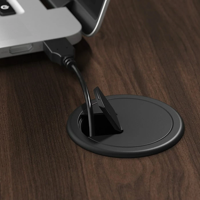 Bush Business Furniture Hybrid 60"W L-Shaped Table Desk With Metal Legs, Black Walnut (HYB027BW) - Image 5