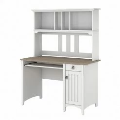 Bush Furniture Salinas 48" Computer Desk With Hutch, Shiplap Gray/Pure White (MY72808-03)