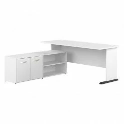 Bush Business Furniture Studio A 72" L-Shaped Gaming Desk With Storage, White (STA012WH)