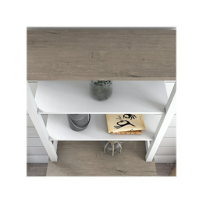 Bush Furniture Mayfield 60" L-Shaped Computer Desk With Lateral File Cabinet And Hutch, Pure White/Shiplap Gray (MAY015GW2) - Image 7