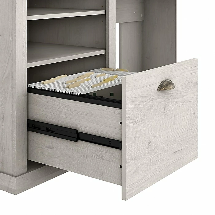 Bush Furniture Yorktown 60" Corner Desk With Hutch, Linen White Oak (YRK008LW) - Image 7