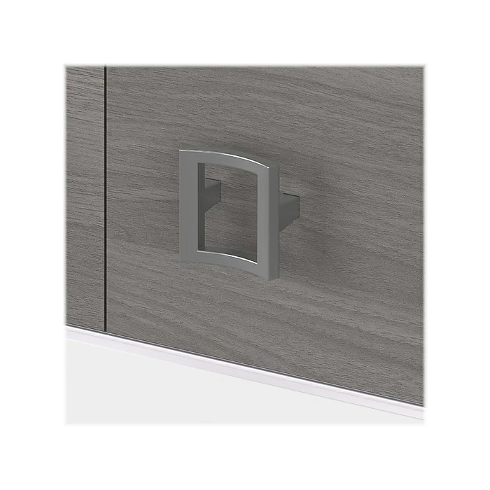 Bush Business Furniture Office By Kathy Ireland® Echo 60"W Credenza Desk With Hutch, Pure White/Modern Gray (ECH030WHMG) - Image 5