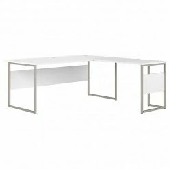 Bush Business Furniture Hybrid 72" L-Shaped Table Desk With Metal Legs, White (HYB025WH)