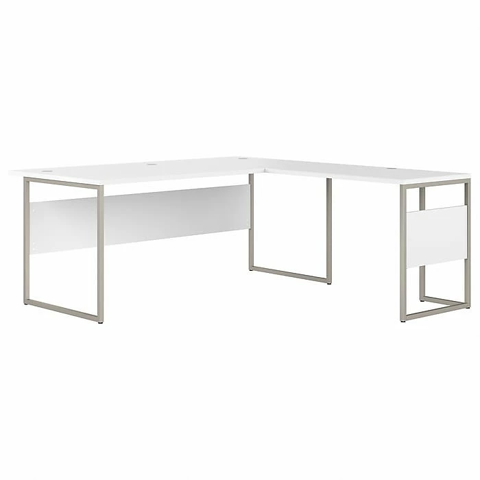 Bush Business Furniture Hybrid 72" L-Shaped Table Desk With Metal Legs, White (HYB025WH)