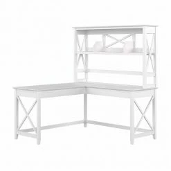 Bush Furniture Key West 60" L-Shaped Computer Desk, Pure White Oak (KWS048WT)