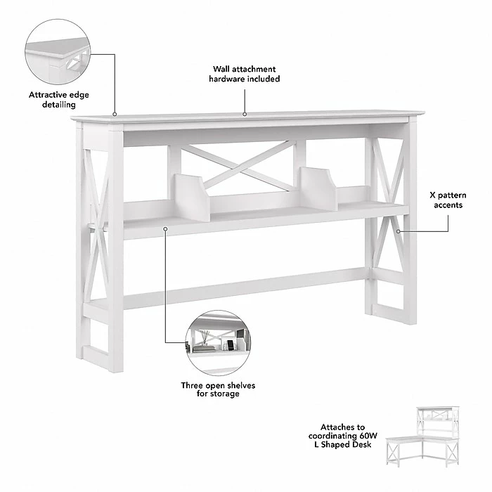 Bush Furniture Key West 60" L-Shaped Computer Desk, Pure White Oak (KWS048WT) - Image 4