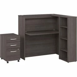 Bush Business Furniture Studio C 48"W Cubicle Desk With Shelves And Mobile File Cabinet, Storm Gray (STC061SGSU)
